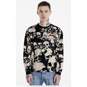 PLEASURES Despair Skull Graphic Print Crewneck Shirt Mens L Pullover Black Goth